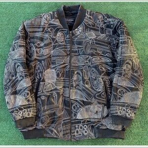 Vintage Y2K Paradiso Stitched Embroidered Car Black Leather Jacket Men’s SZ 4XL